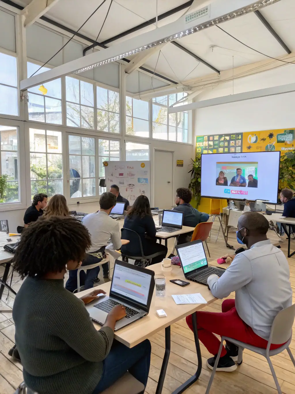 A photograph of a workshop session at the Entrepreneurs Summit UK, with participants actively engaged in a hands-on activity, guided by an experienced facilitator.